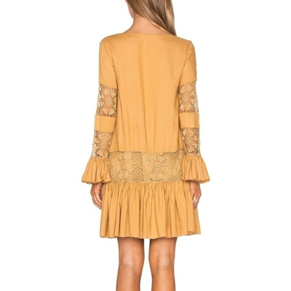 REVOLVE Tularosa Women's Mini Dress Ruffle Long Sleeve Saffron Yellow Size XS - Picture 16 of 16
